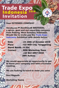 Join Us at Trade Expo Indonesia 2018!